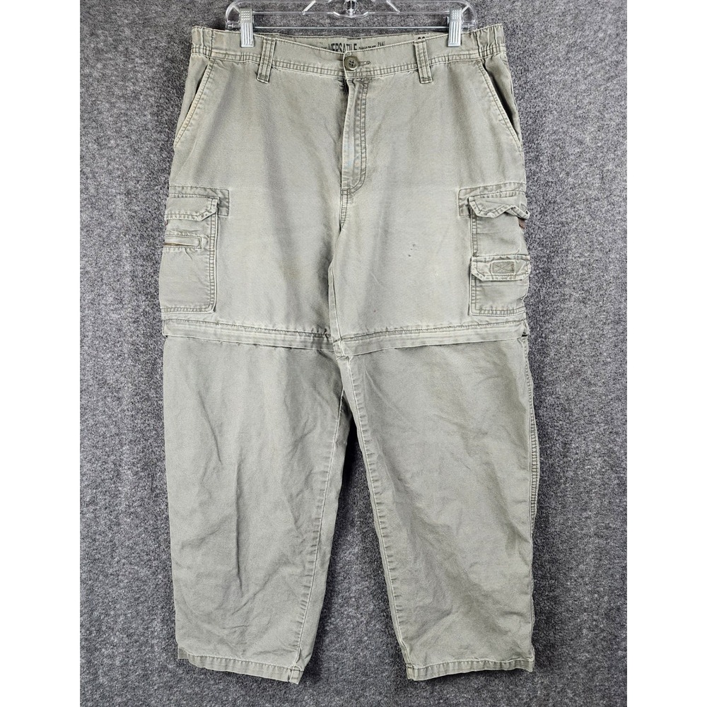 RedHead Cargo Pants Mens 36x30 The Versatile Olive Green Canvas Zip Off Pant